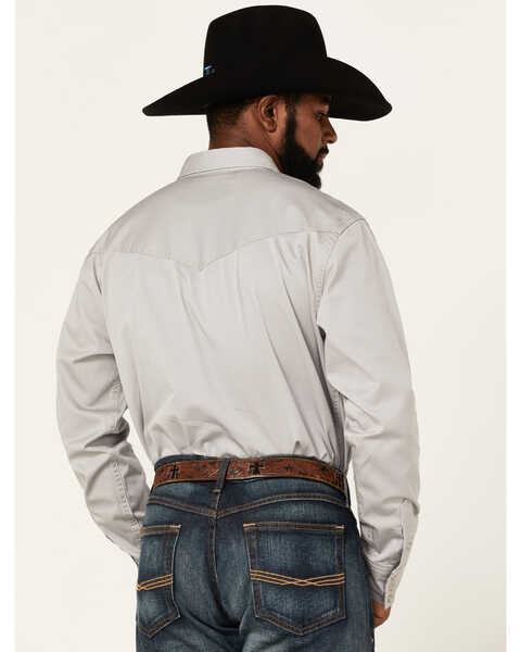 Image #4 - Blue Ranchwear Men's Twill Long Sleeve Snap Western Workshirt , Light Grey, hi-res