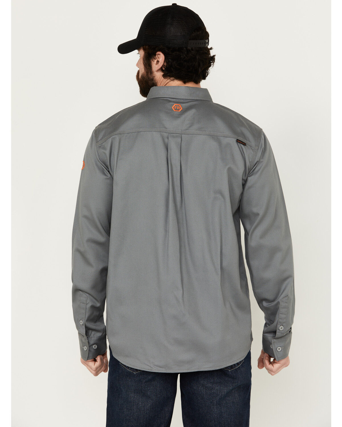 Image #4 - Hawx Men's FR Woven Long Sleeve Button-Down Work Shirt - Tall, Silver, hi-res