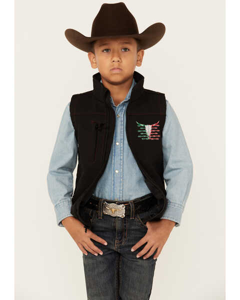 Image #1 - Cowboy Hardware Boys' Viva Skull Vest , Black, hi-res