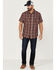Image #2 - Brothers and Sons Men's Plaid Casual Woven Short Sleeve Button-Down Western Shirt , Red, hi-res