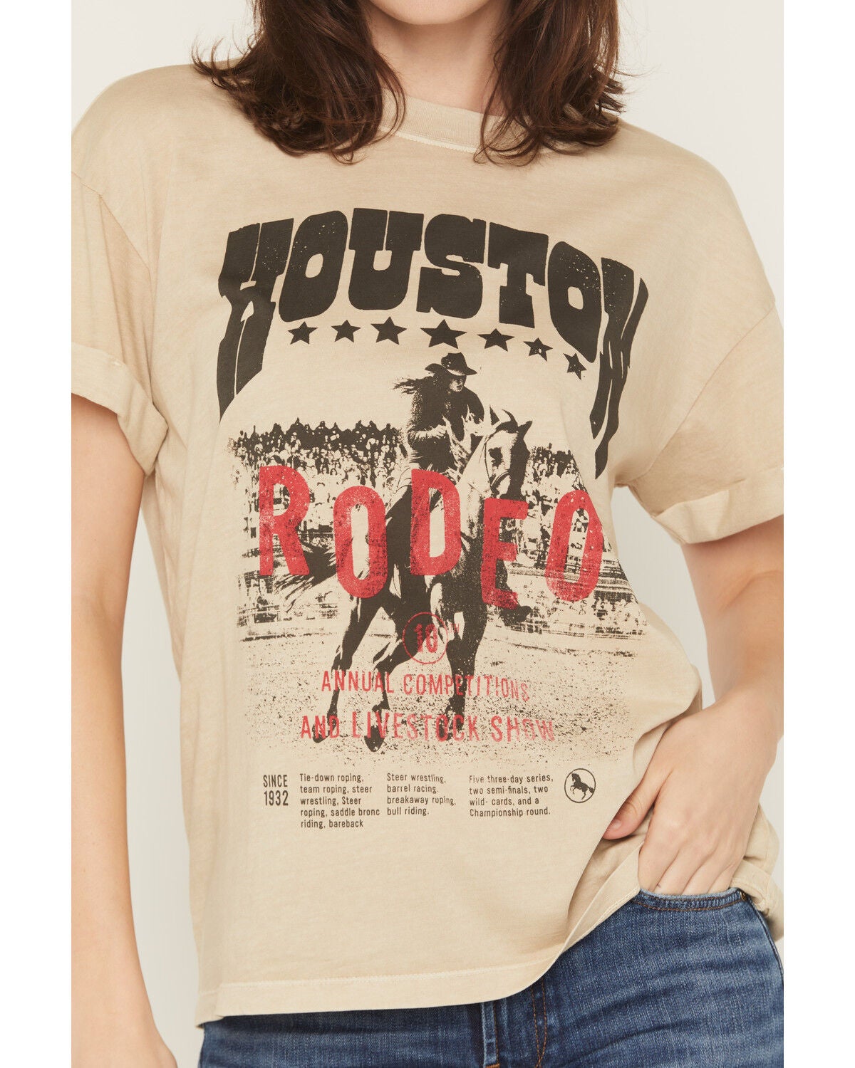 Image #3 - Girl Dangerous Women's Houston Rodeo Short Sleeve Graphic Tee, Tan, hi-res
