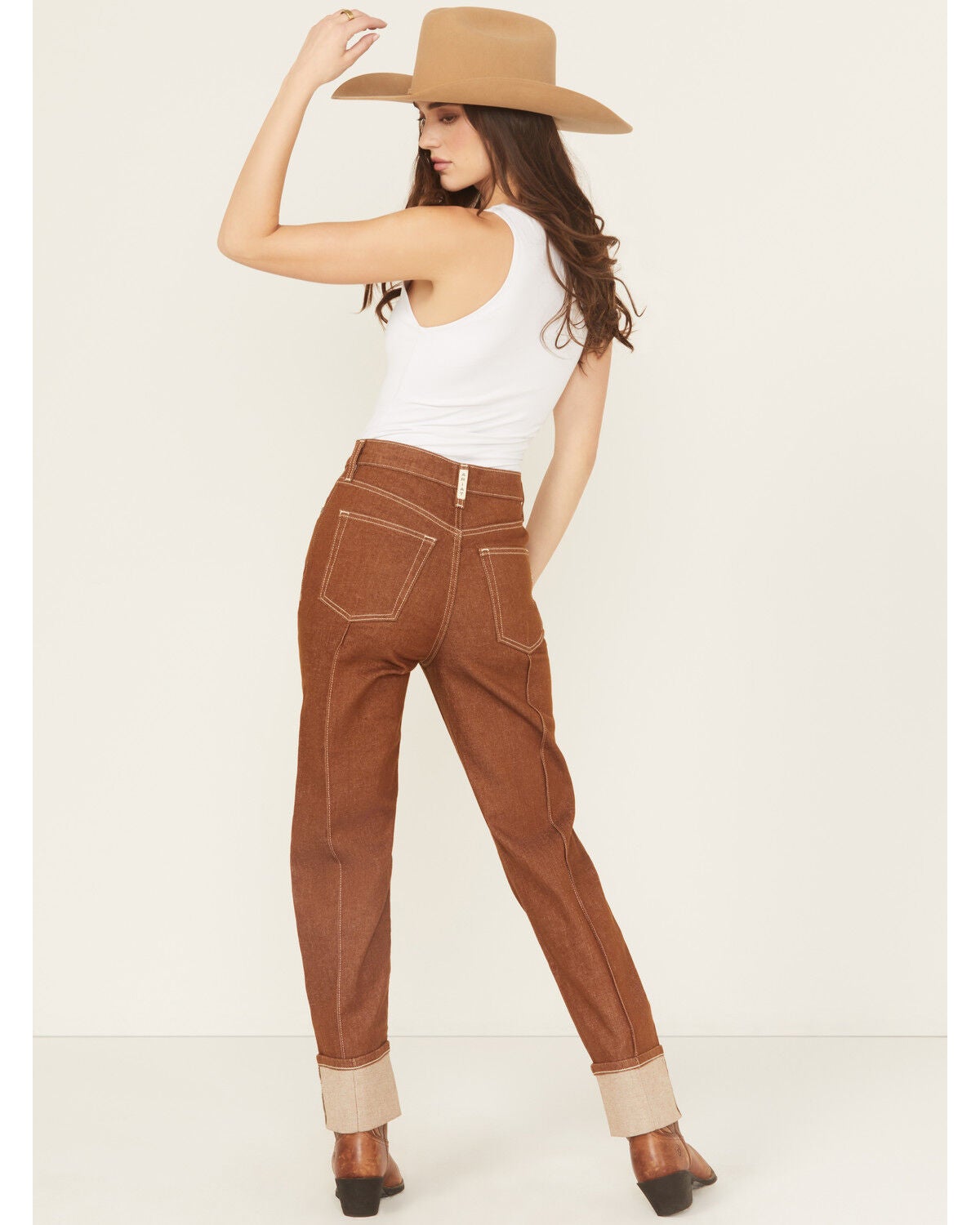 Image #3 - Ariat Women's Jazmine Relaxed Ultra High Rise Straight Stretch Denim Jeans, Brown, hi-res