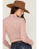 Image #4 - Stetson Women's Floral Print Long Sleeve Pearl Snap Western Shirt, Red, hi-res