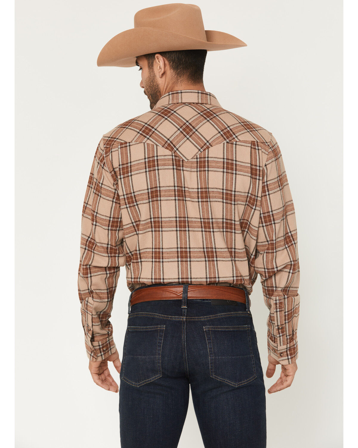 Image #4 - Cody James Black 1978® Men's Brenden Plaid Print Long Sleeve Button-Down Flannel Shirt, Tan, hi-res
