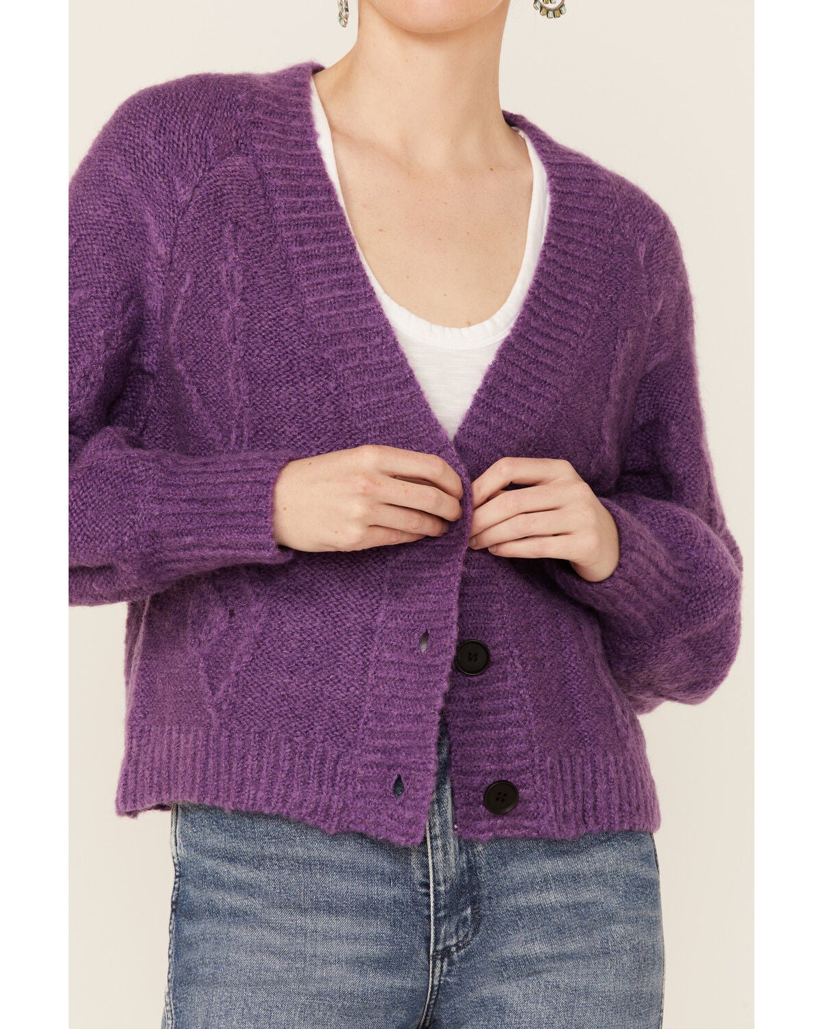 womens lilac cardigan sweater