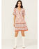 Image #1 - Wild Moss Women's Floral Border Print Short Sleeve Dress, Pink, hi-res