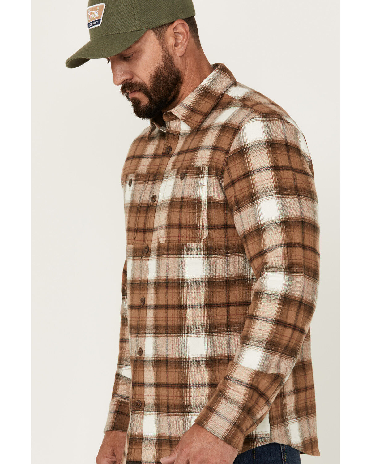 Image #2 - Dakota Grizzly Men's Grant Plaid Print Long Sleeve Button-Down Western Shirt, Tan, hi-res