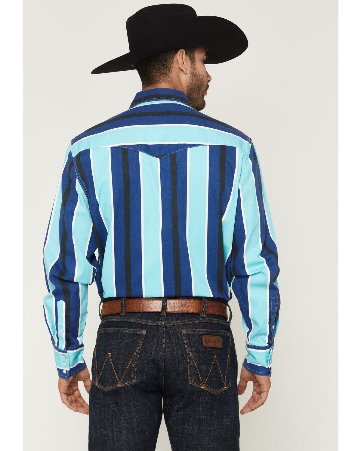 Image #4 - Wrangler Men's Vintage Brushpopper Striped Print Long Sleeve Snap Western Shirt, Multi, hi-res