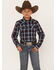 Image #1 - Cody James Boys' Plaid Print Long Sleeve Snap Western Shirt, Red, hi-res