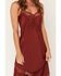 Image #3 - Z Supply Women's Solid Satin Lace Trim Sleeveless Maxi Dress, Red, hi-res