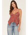 Image #1 - Cleo + Wolf Women's Plaid Print Hanky Hem Sleeveless Cami, Rose, hi-res