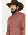 Image #2 - Cinch Men's Geo Print Long Sleeve Button-Down Western Shirt, Burgundy, hi-res