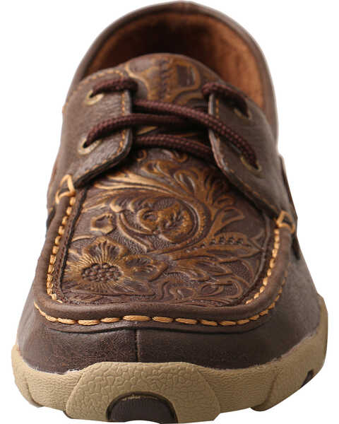 Image #4 - Twisted X Women's Embossed Floral Driving Mocs - Moc Toe, Brown, hi-res