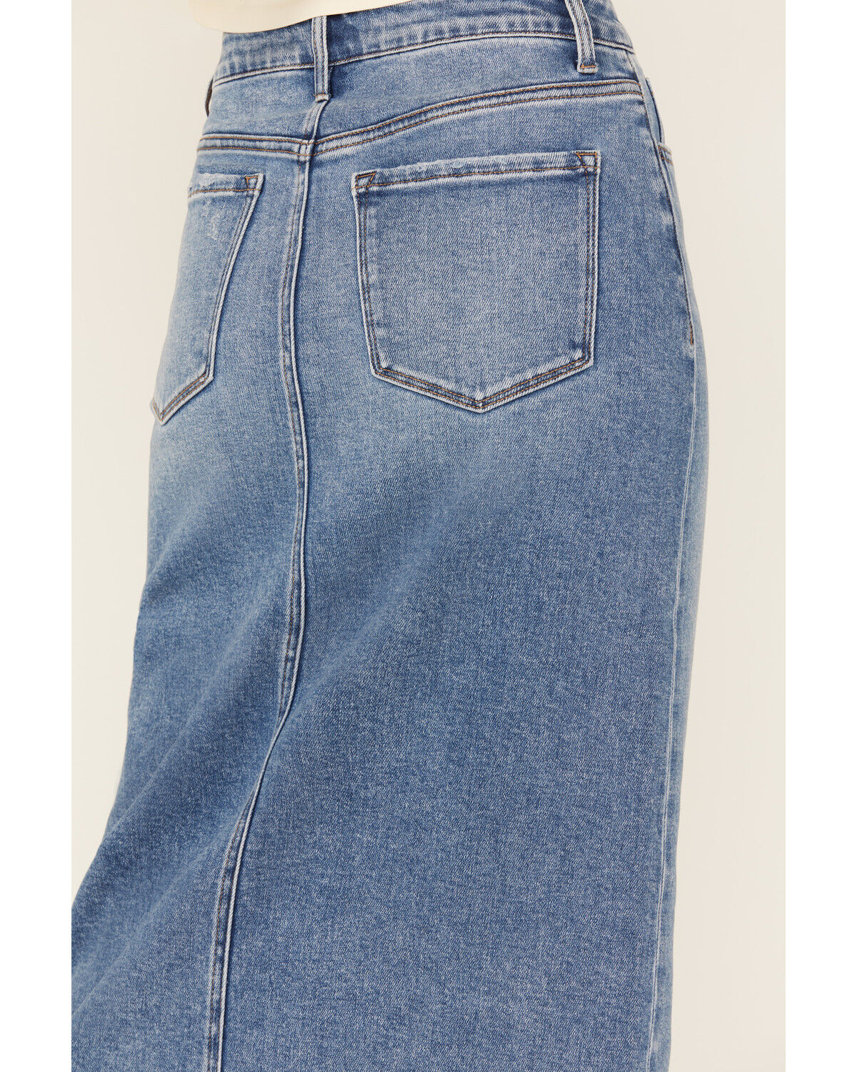 Image #4 - Vervet Women's Medium Wash Denim Midi Skirt, Medium Wash, hi-res