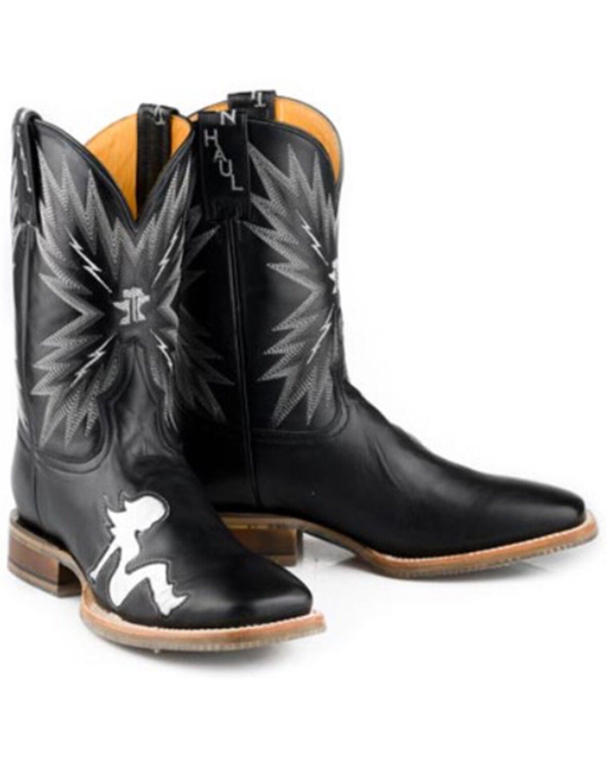 Tin Haul Men's Cowgirl Western Boots - Broad Square Toe, Brown, hi-res
