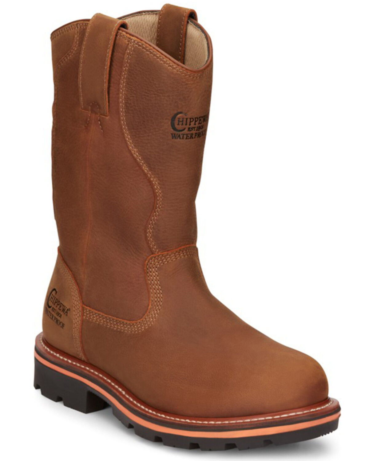 Image #1 - Chippewa Men's Thunderstruck Blonde Pull On Waterproof Soft Work Boots - Round Toe, Lt Brown, hi-res