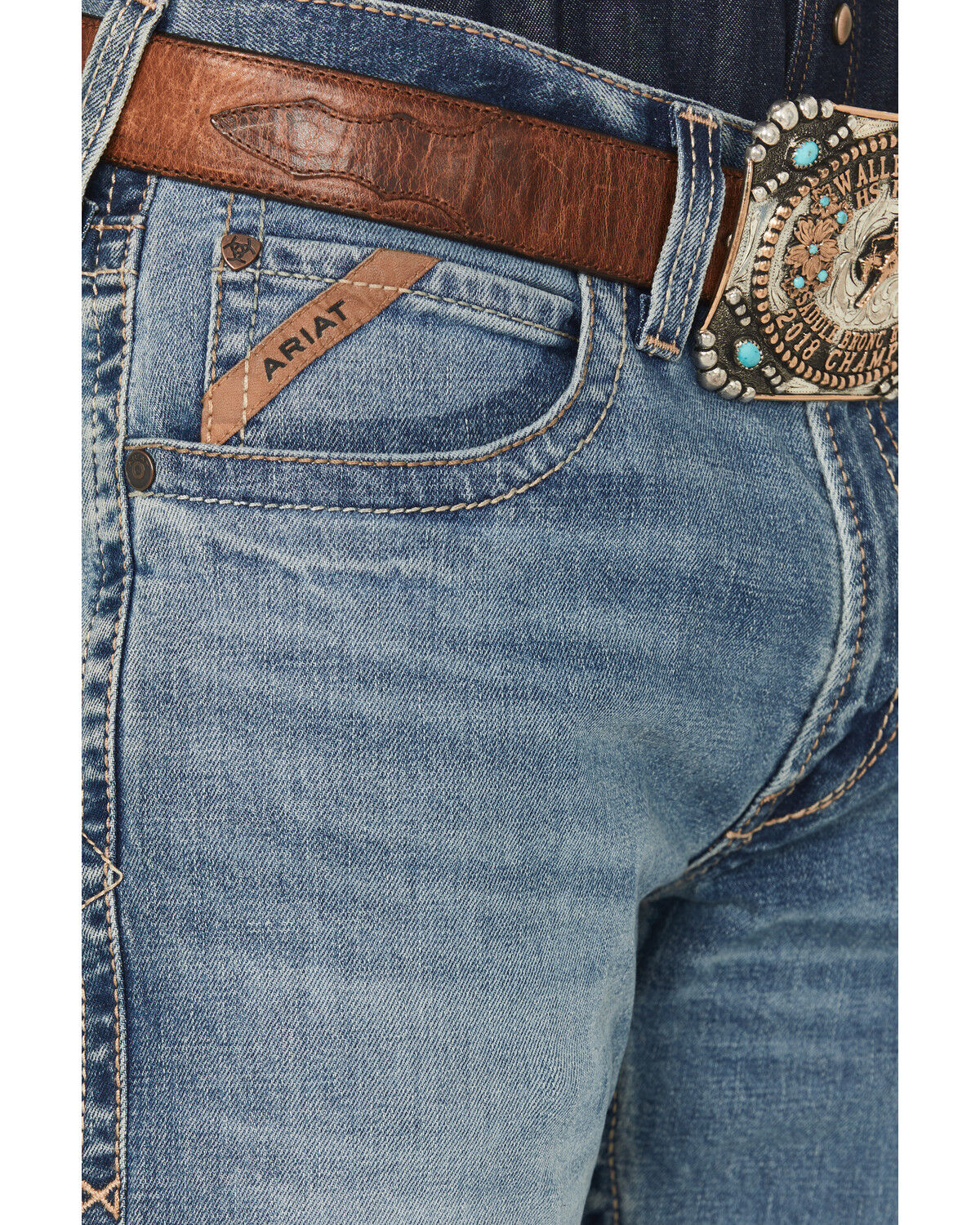 Image #2 - Ariat Men's M2 Logan Bennet Medium Wash Relaxed Bootcut Stretch Denim Jeans, Medium Wash, hi-res