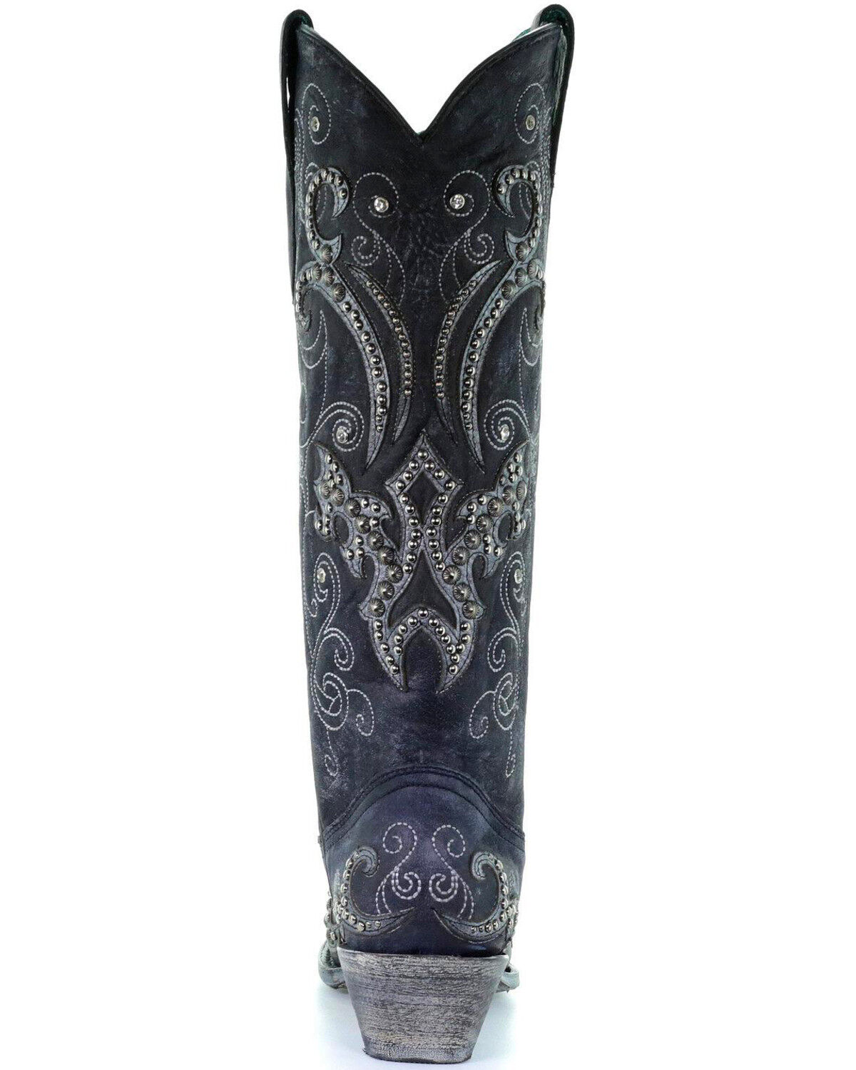 Image #6 - Corral Women's Tall Studded Overlay & Crystals Western Boots - Snip Toe, , hi-res