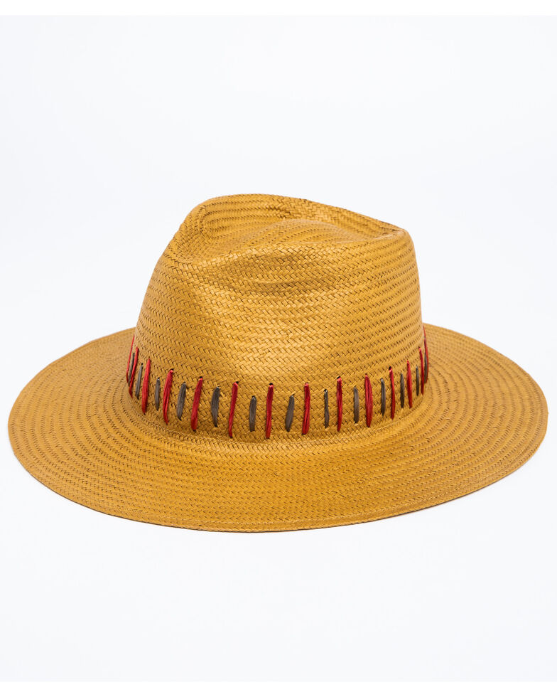 Nikki Beach Women's Brown Raine Panama Fedora Straw Hat , Brown, hi-res