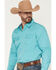Image #2 - Cody James Men's Rock Solid Long Sleeve Snap Western Shirt, Aqua, hi-res