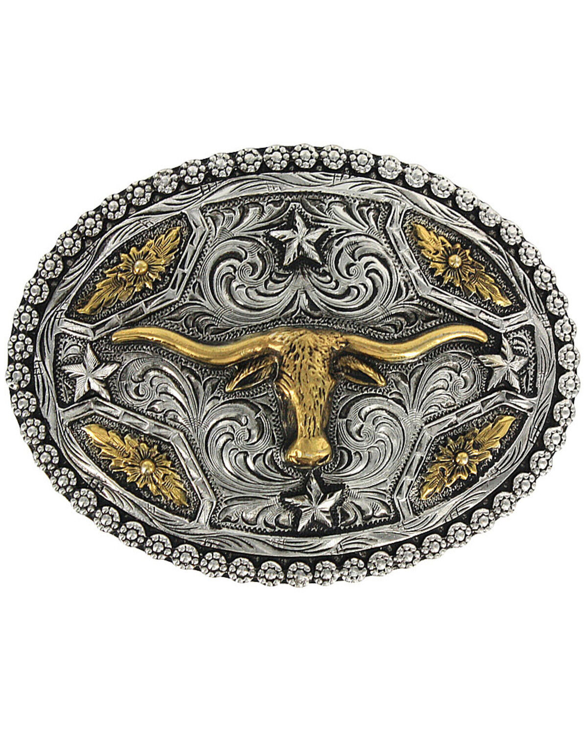 Image #1 - Cody James Men's Oval Longhorn Belt Buckle, Silver, hi-res
