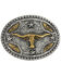 Cody James Men's Oval Longhorn Belt Buckle, Silver, hi-res