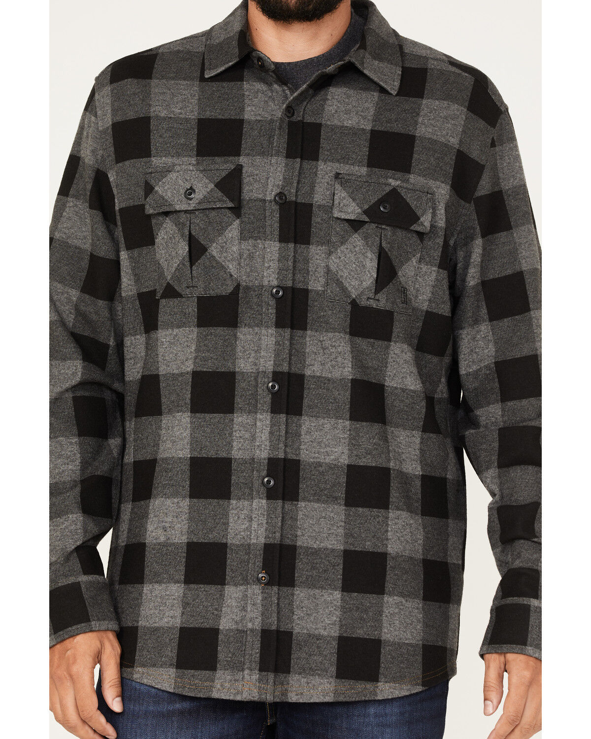 Image #3 - Brothers and Sons Men's Large Jacquard Plaid Print Button Down Western Shirt, Charcoal, hi-res