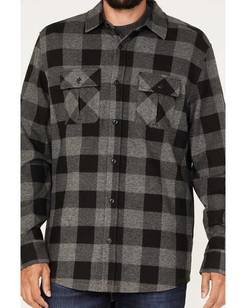 Image #3 - Brothers and Sons Men's Large Jacquard Plaid Print Button Down Western Shirt , Charcoal, hi-res