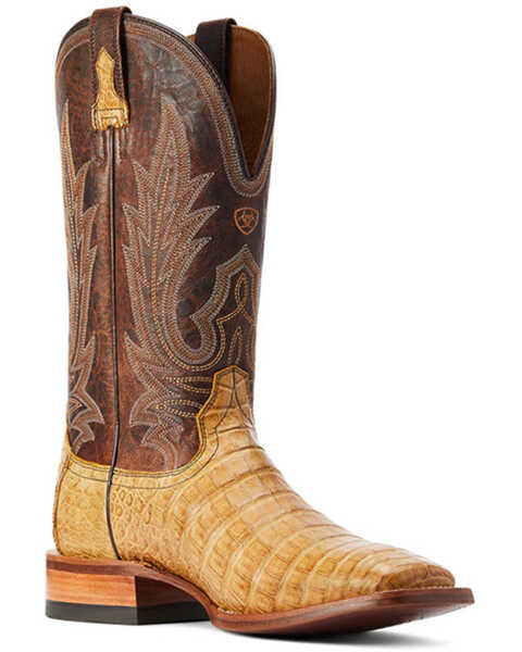 Ariat Men's Gunslinger Caiman Belly Exotic Western Boots - Broad Square Toe , Beige/khaki, hi-res