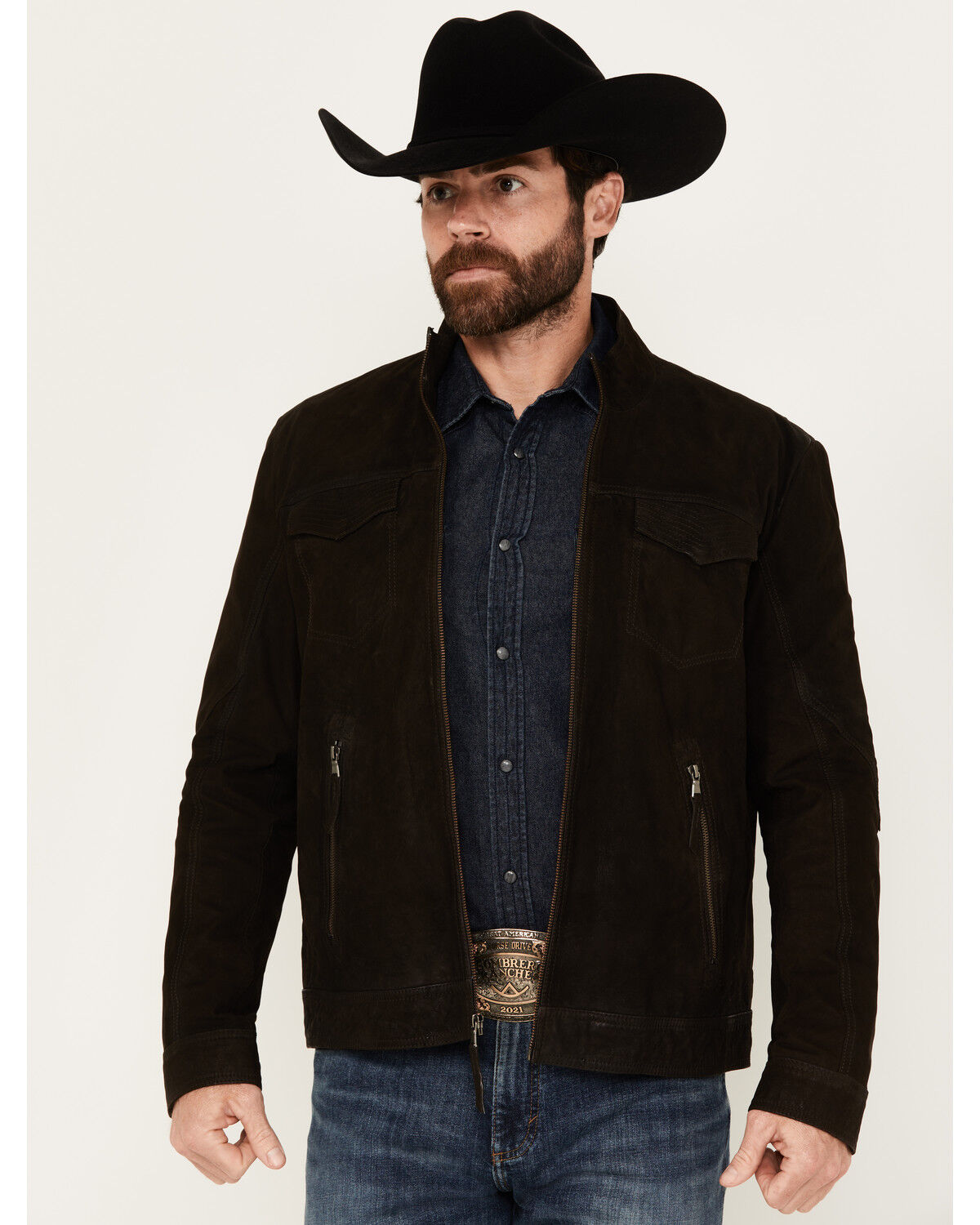 Image #1 - Scully Men's Suede Zip Jacket, Brown, hi-res