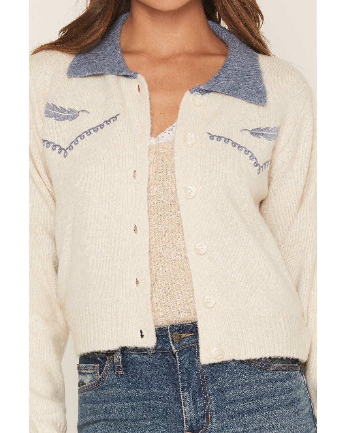 Image #3 - Bailey Rose Women's Button-Down Cardigan, Cream, hi-res