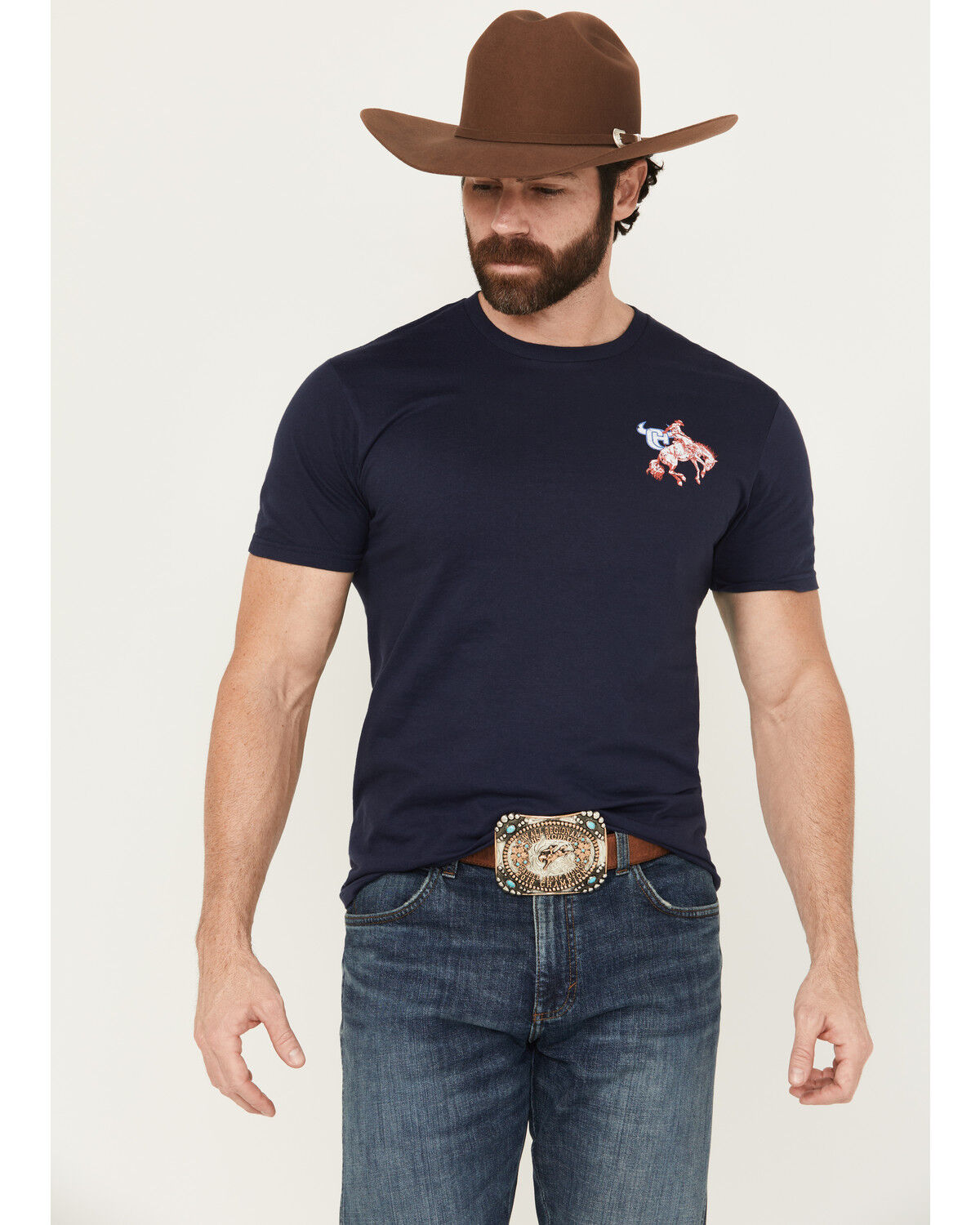Image #2 - Cowboy Hardware Men's In God We Trust Short Sleeve Graphic T-Shirt, Navy, hi-res