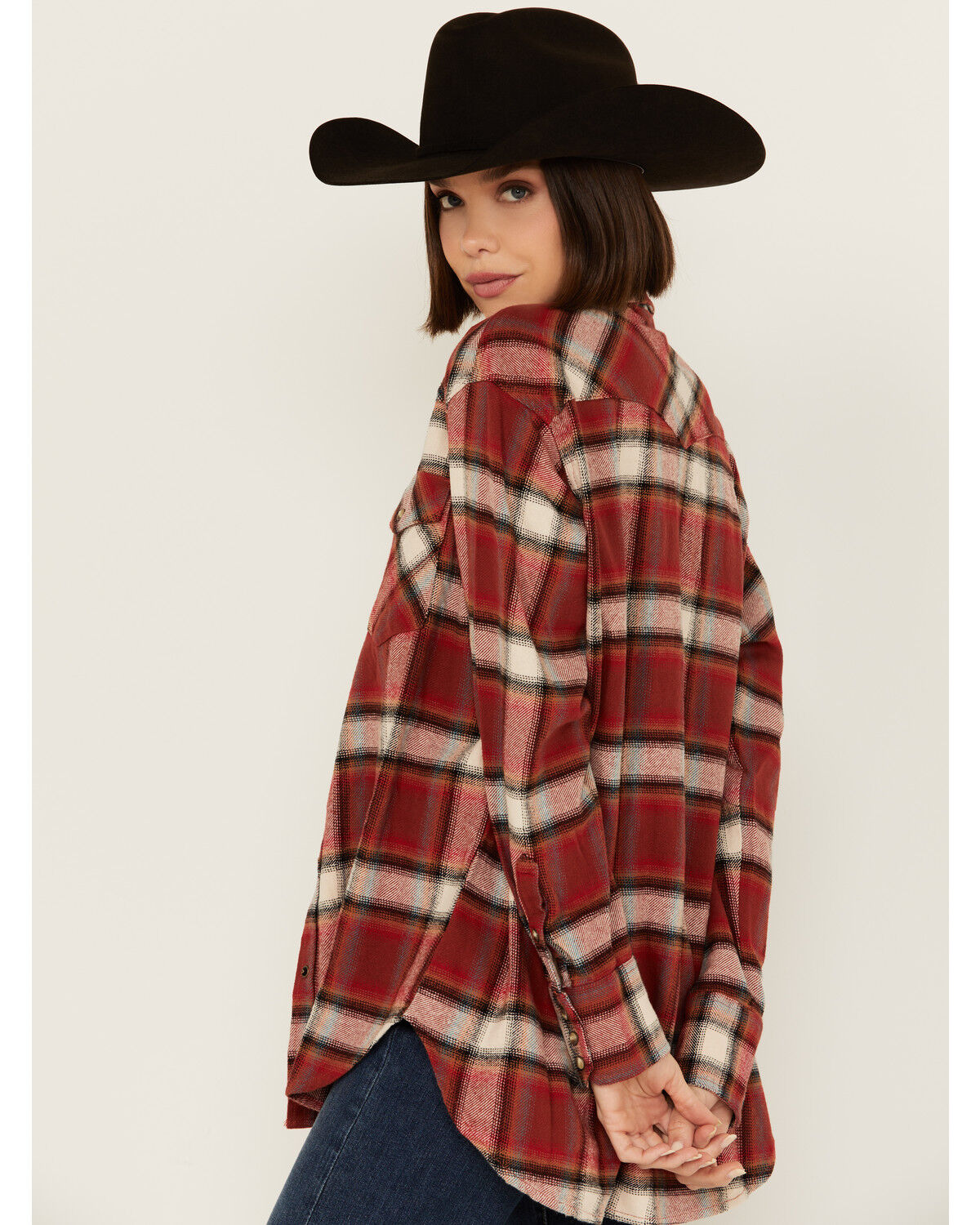 Image #4 - Wrangler Women's Plaid Print Long Sleeve Snap Boyfriend Flannel Shirt, , hi-res