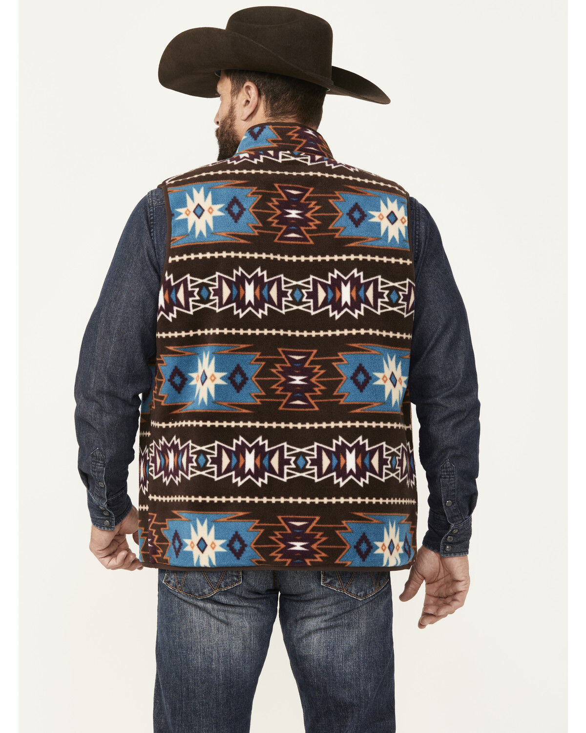 Image #4 - RANK 45® Men's Reversible Southwestern Softshell Vest, Chocolate, hi-res