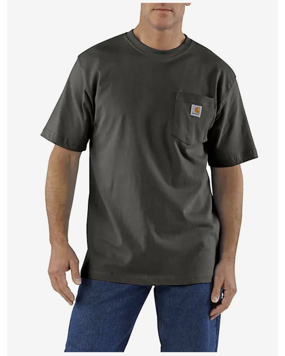 Carhartt Men's Iconic Short Sleeve Pocket Work Shirt - Tall, Bark, hi-res