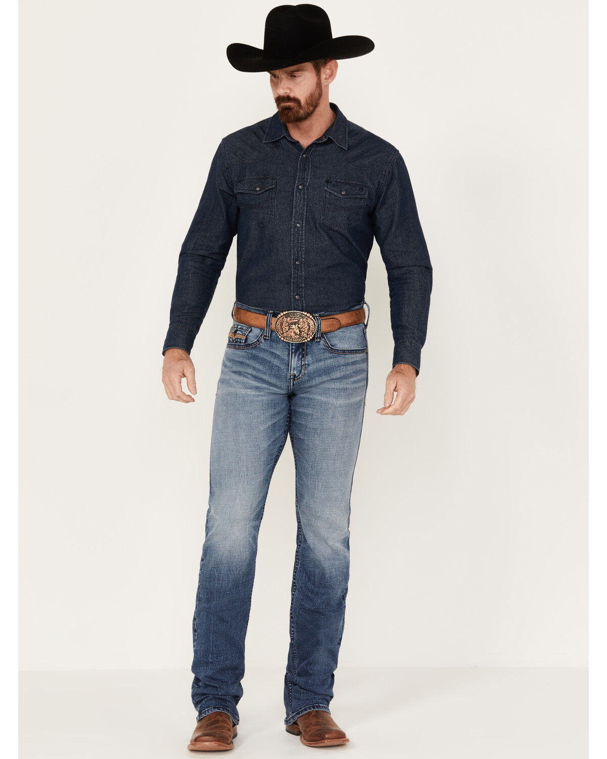 Image #1 - Cody James Men's Sierra Medium Wash Stackable Straight Stretch Denim Jeans, Dark Wash, hi-res