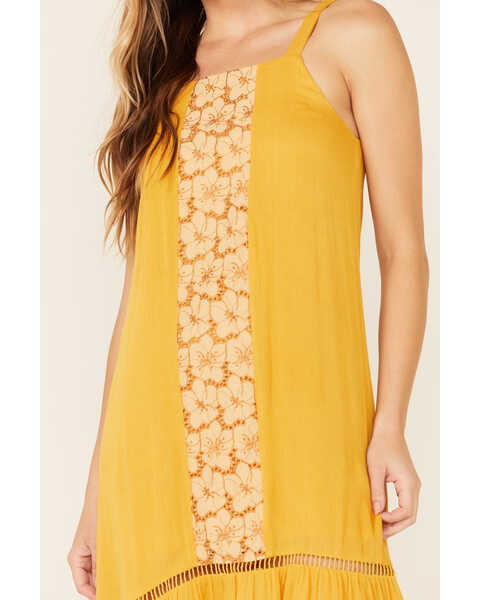 Miss Me Women's Crochet Midi Dress , Dark Yellow, hi-res