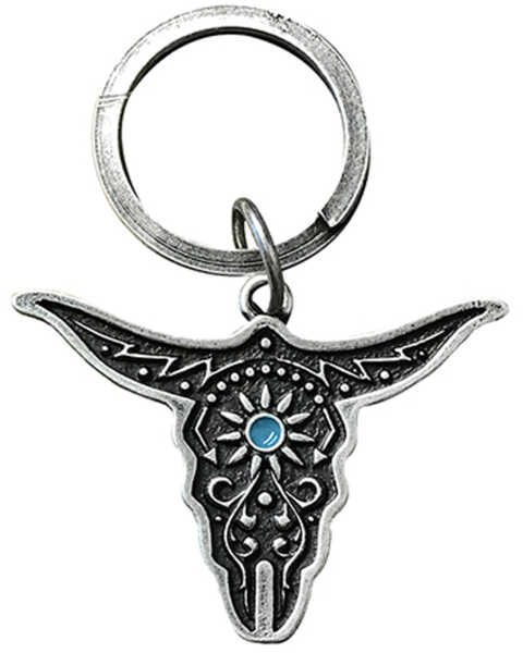Image #1 - Cody James Men's Cowskull Keychain, Silver, hi-res