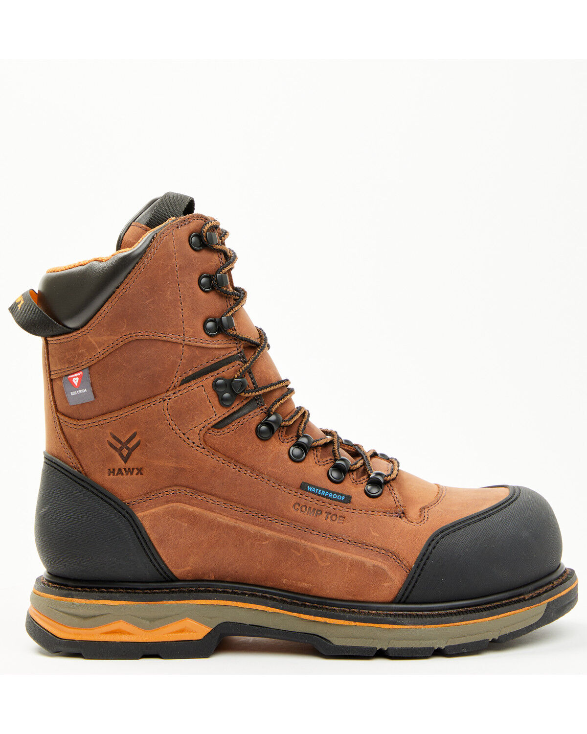 Image #2 - Hawx Men's 8" Enduro Waterproof 800G Insulated Work Boots - Composite Toe, Dark Brown, hi-res