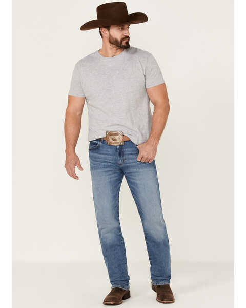 Image #1 - Wrangler Retro Men's Payson Light Wash Stretch Slim Straight Jeans, Light Wash, hi-res
