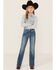 Image #1 - Shyanne Girls' Zig Zag Vertical Pocket Stretch Bootcut Jeans - Big, Blue, hi-res