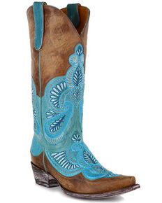 Old Gringo Women's Bell Embroidered Western Boots - Snip Toe, Blue, hi-res