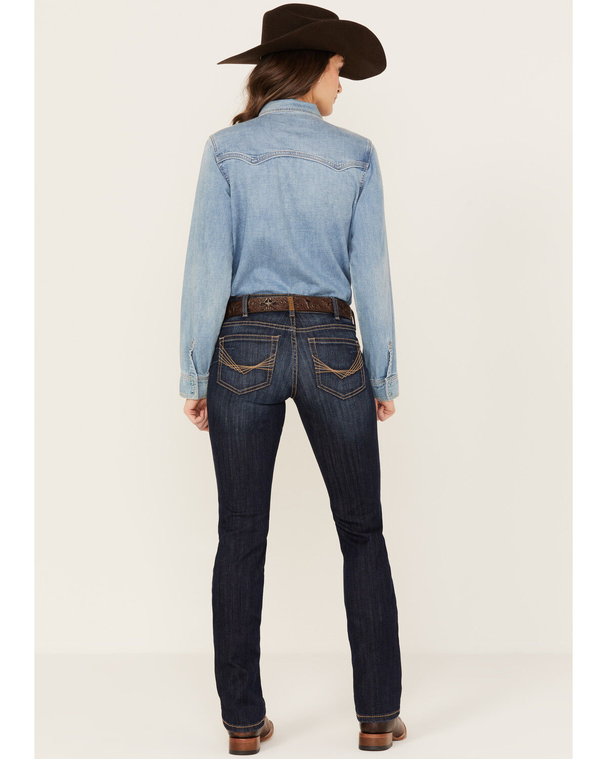 Image #1 - Ariat Women's Perfect Rise Greta Stretch Straight Jeans, Dark Wash, hi-res