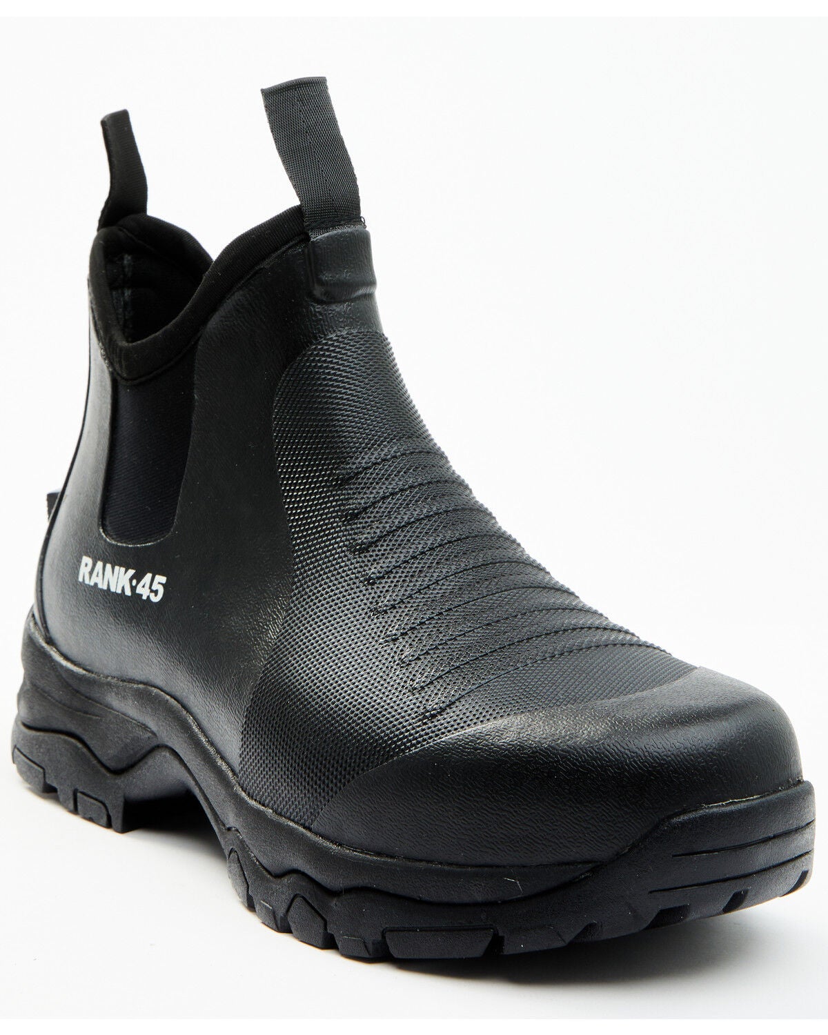 RANK 45&reg; Men's 6.5" Rubber Ankle Boots - Round Toe, Black, hi-res