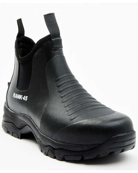 RANK 45® Men's 6.5" Rubber Ankle Boots - Round Toe, Black, hi-res