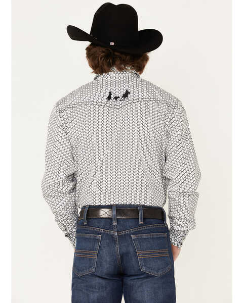 Image #4 - Cowboy Hardware Men's Six Star Geo Print Snap Western Shirt , White, hi-res