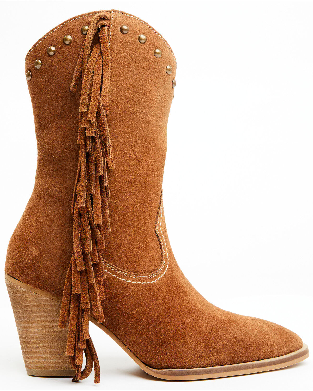 Image #2 - Idyllwind Women's Sidewinder Studded Fringe Suede Fashion Boots - Round Toe, Brown, hi-res