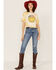 Image #2 - Bohemian Cowgirl Women's Boot Barn Exclusive Americana Smiley Face Graphic Bleach Spray Tee, Mustard, hi-res