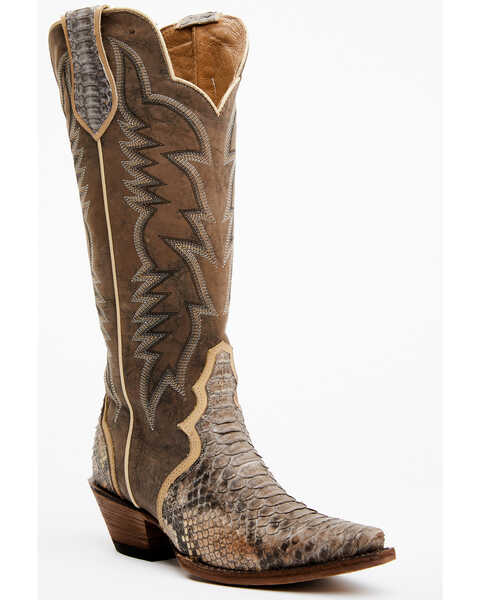 Idyllwind Women's Triad Exotic Python Western Boots - Snip Toe, Brown, hi-res
