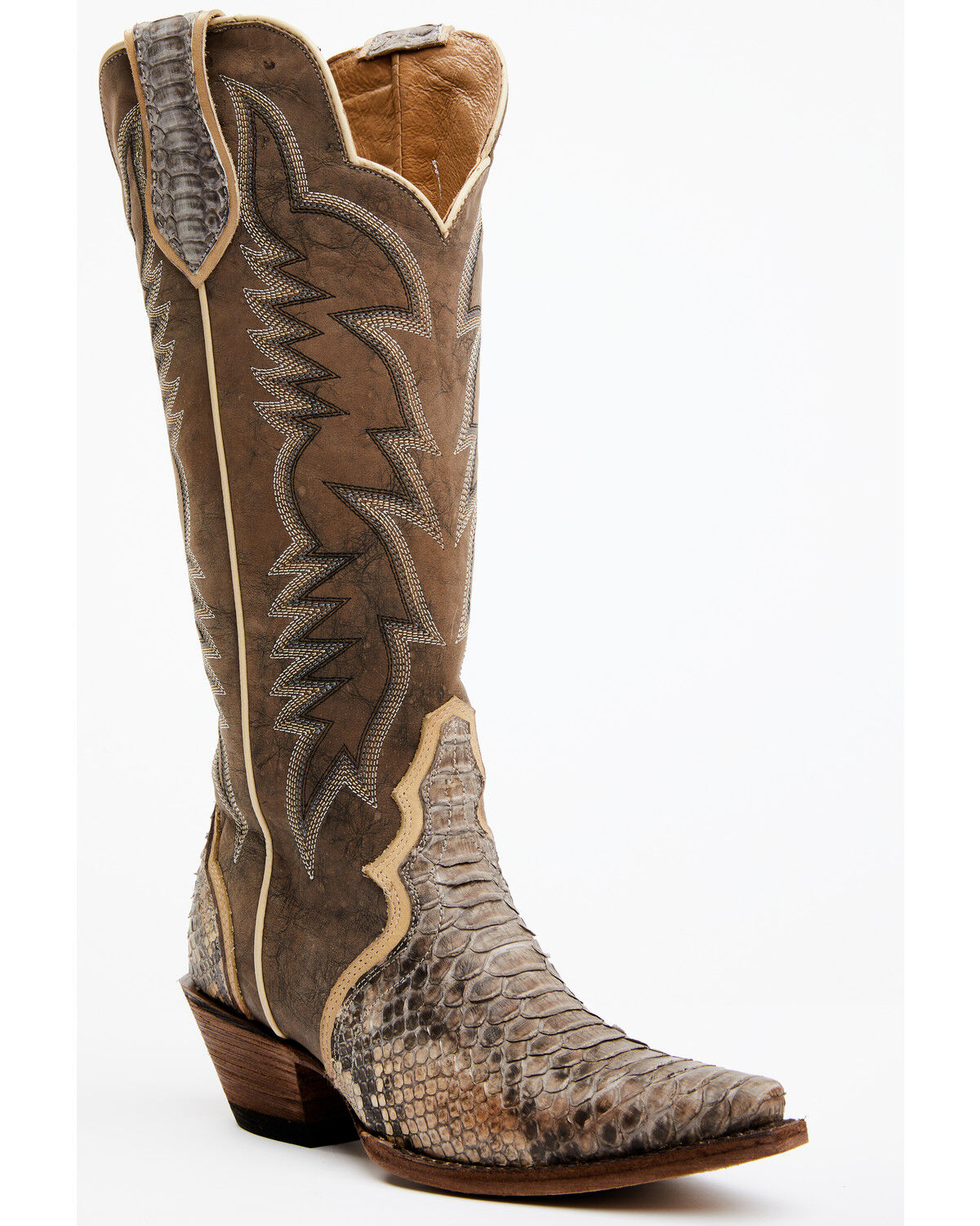 Image #1 - Idyllwind Women's Triad Exotic Python Western Boots - Snip Toe, Brown, hi-res